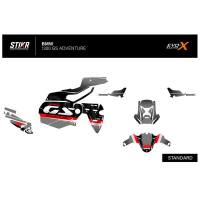 KIT DECO BMW 1300 GS ADVENTURE MODELE V1 GRIS ROUGE - Modèle : FULL, Finition : MAT, Type de flancs : TYPE B