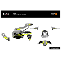 KIT DECO BMW 1300 GS ADVENTURE MODELE V3 GRIS JAUNE - Modèle : FULL, Finition : MAT, Type de flancs : TYPE A