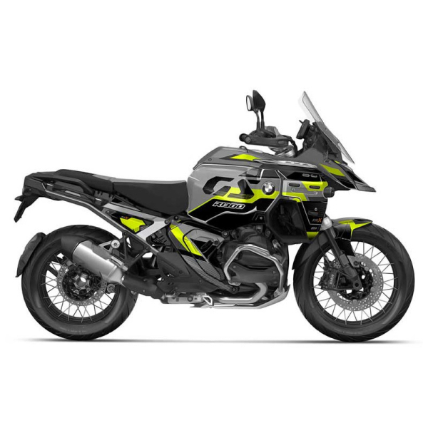 KIT DECO BMW 1300 GS ADVENTURE MODELE V3 GRIS JAUNE - Finition : BRILLANT, Modèle : STANDARD, Type de flancs : TYPE B