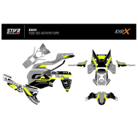 KIT DECO BMW 1300 GS ADVENTURE MODELE V3 GRIS JAUNE - Modèle : STANDARD, Finition : MAT, Type de flancs : TYPE B