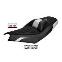 HOUSSE DE SELLE COMPATIBLE | KYMCO AK 550 PREMIUM 2023-2026 | MOD DATONG - Couleur : BLANC, Type : CONFORT, Logo : AVEC LOGO