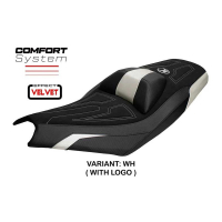 HOUSSE DE SELLE COMPATIBLE | KYMCO AK 550 PREMIUM 2023-2026 | MOD DATONG - Couleur : NOIR, Type : CONFORT, Logo : AVEC LOGO