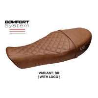 HOUSSE DE SELLE COMPATIBLE | MOTO GUZZI V9 ROAMER 2016-2024 | MOD AVERSA - Couleur : NOIR, Type : CONFORT, Logo : AVEC LOGO