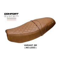 HOUSSE DE SELLE COMPATIBLE | TRIUMPH SPEED TWIN 1200 2019-2026 | MOD TAMRA - Type : STANDARD, Logo : AVEC LOGO, Couleur : BRIQUE