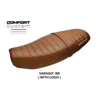 HOUSSE DE SELLE COMPATIBLE | TRIUMPH SPEED TWIN 1200 2019-2026 | MOD BOMLO - Type : STANDARD, Logo : AVEC LOGO, Couleur : BRIQUE