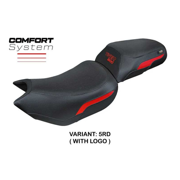 HOUSSE DE SELLE COMPATIBLE | TRIUMPH TIGER 1200 2022-2026 | MOD WALES COMFORT SY - Couleur : BLANC, Type : CONFORT, Logo : AVEC LOGO