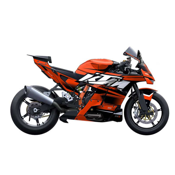 Kit déco KTM 990 RC R - V2 - ORANGE NOIR - Finition : BRILLANT, Modèle : FULL